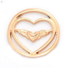 Nuevas placas de ventana de doble corazón de aleación de oro rosa de moda para encantos flotantes collar medallón colgante de joyería